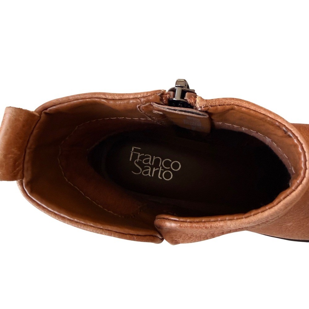 Franco Sarto Billie Brown Leather Lug Sole Ankle Boots Women's Chunky Chelsea - Picture 10 of 15